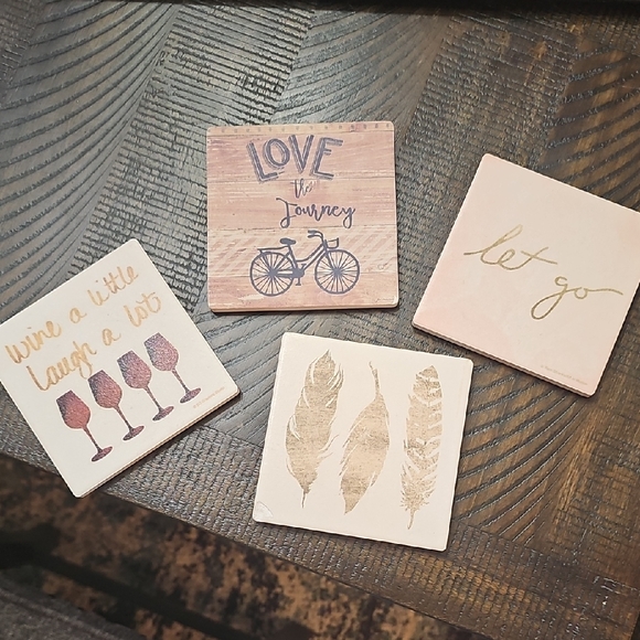 Set of Decorative Coasters with Inspirational Designs - Picture 1 of 8